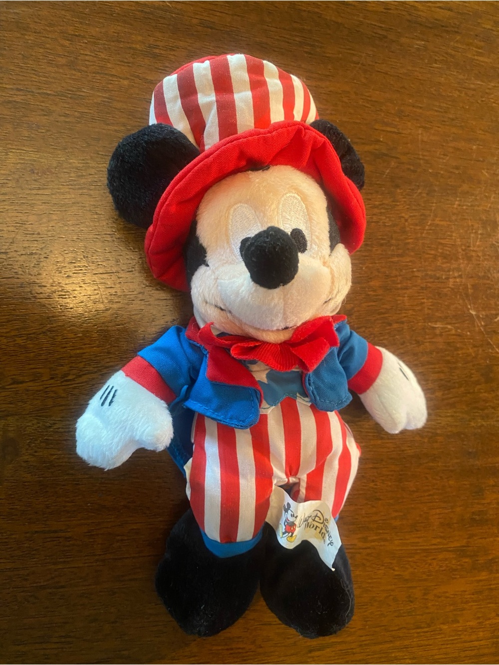 ⁠Vintage Walt Disney World Uncle Sam Mickey Mouse Plush 9.5" Doll 4th of July